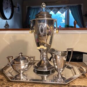 Classic Silver Tea and Coffee Set with Tray